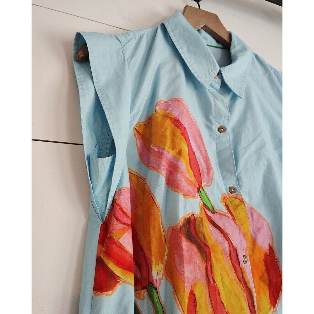 Anthropologie Maeve Womens Tulip Print Midi Dress Size XS Button Front Romantic - Picture 6 of 15